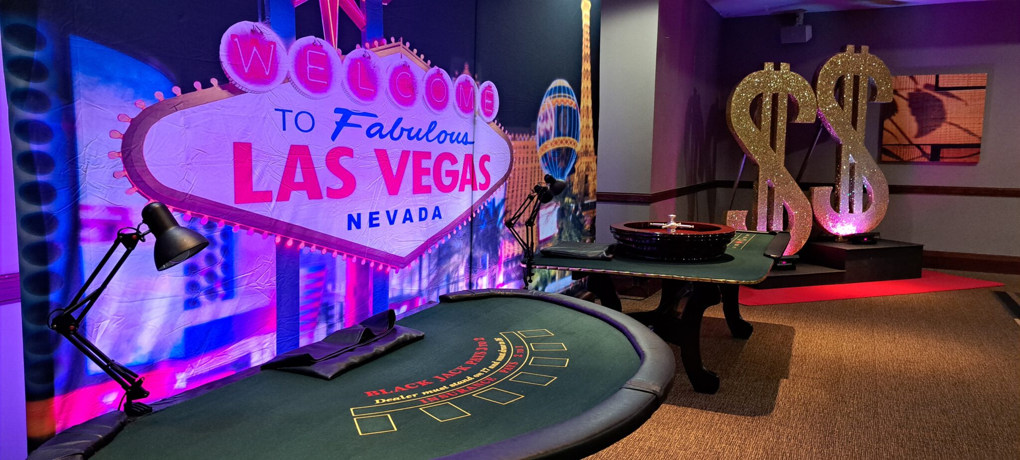 Blackjack table and Vegas Decor